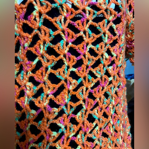 Crochet Woolen Pullover Top for Woman (Orange, Small/Petite) - Picture 2 of 7